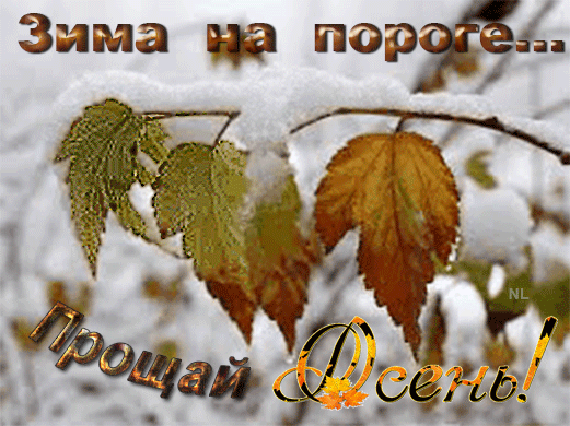 Гифка зима на пороге прощай Осень!