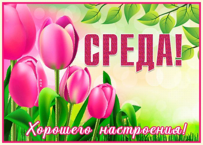 Открытка со средой с цветами и пожеланием хорошего весеннего настроения! Открытка со средой с цветами и пожеланием хорошего весеннего настроения!