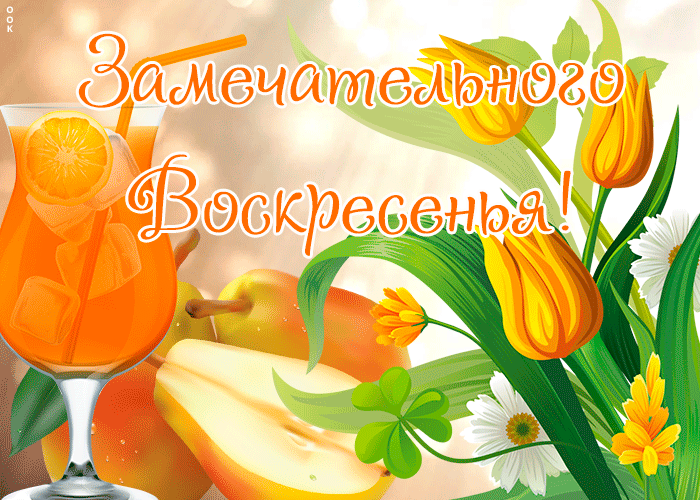 Красивая весенняя анимация с тюльпанами и пожеланием замечательного воскресного утра!