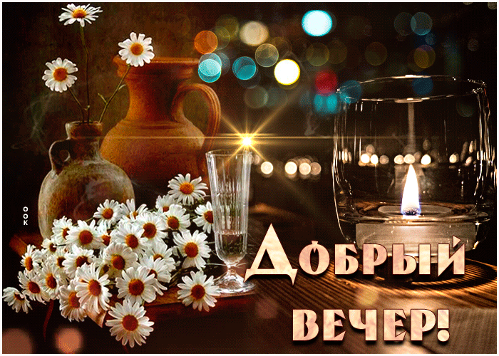 Весенняя открытка добрый вечер с ромашками
