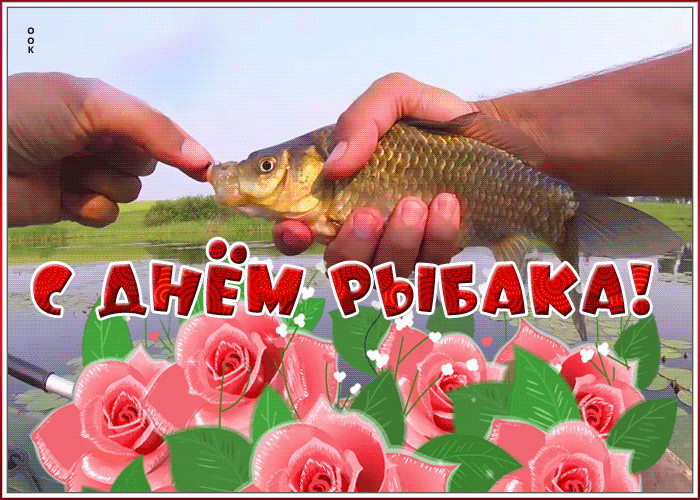 Гифки с днём Рыбака 14 Июля 2024. Оригинальная открытка с днём рыбака.