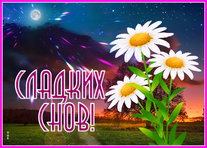 Летняя мерцающая Картинка с пожеланием доброй ночи и сладких снов Летняя мерцающая Картинка с пожеланием доброй ночи и сладких снов