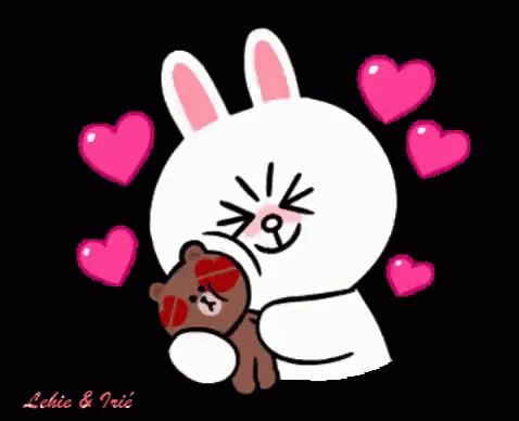 Гиф Стикеры для ватсап любовные зайки
