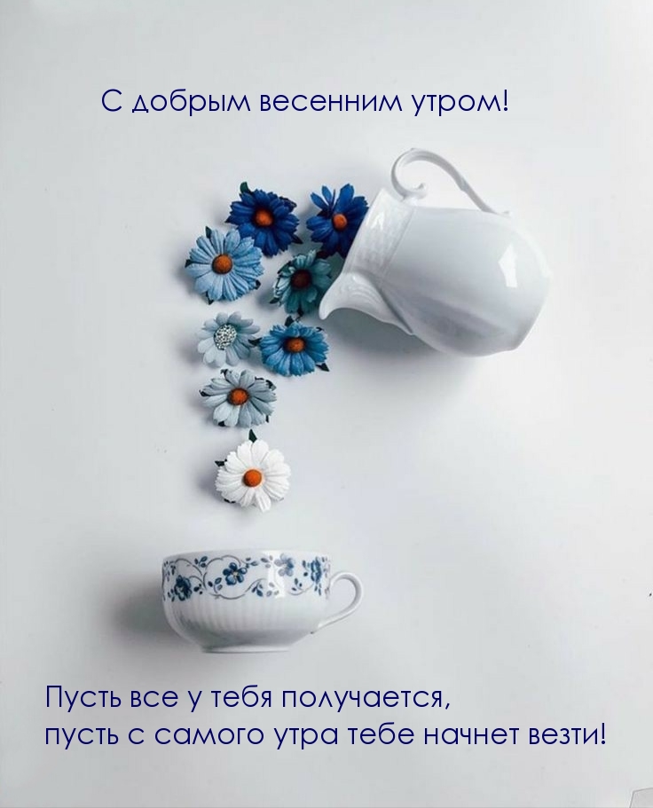 Пожелания с добрым весенним утром с цветами и стихами!