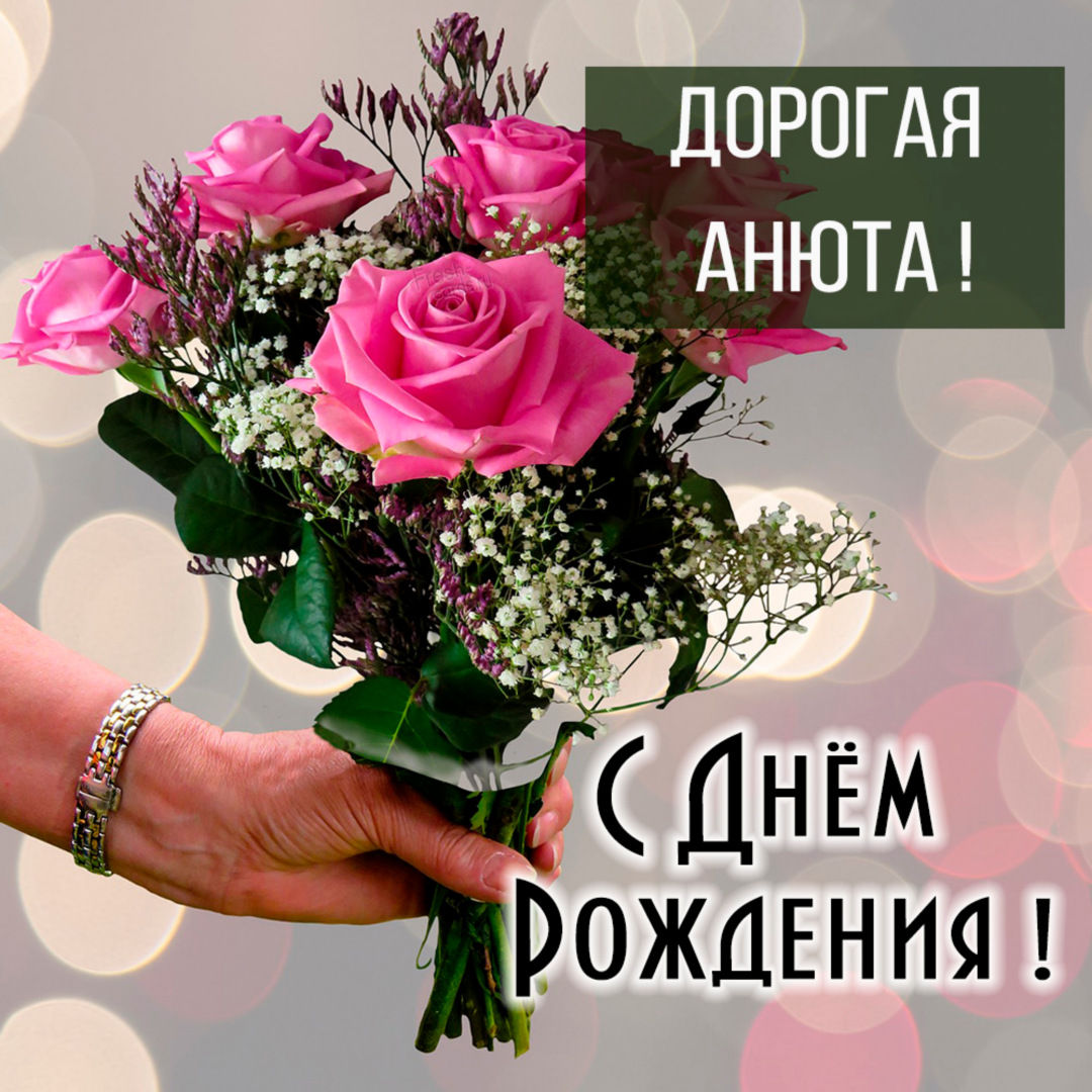 Открытка с шикарной розой на День рождения Анечке.