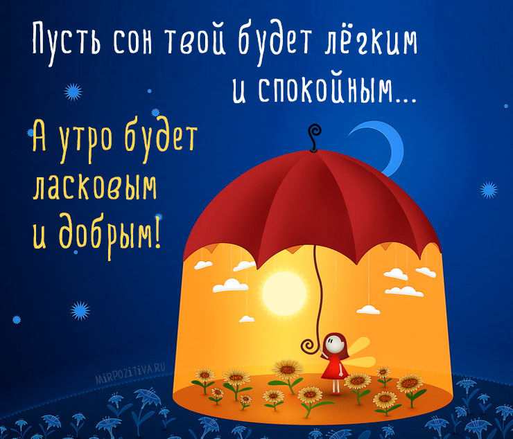 Пусть сон твой будет лёгким и спокойным... А утро будет ласковым и добрым!
