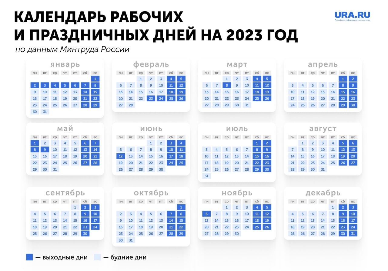 Представляем вам календарь выходных на 2023.