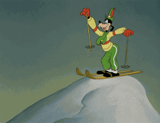 Гифка анимированный gif снег, глупый, тупой, нив, goofy short, art of skiing. Лыжи анимация, Гуфи на лыжах.