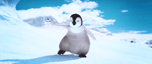 Гифка Эрик из Happy Feet весело танцует на снегу. Гифка Эрик из Happy Feet весело танцует на снегу.
