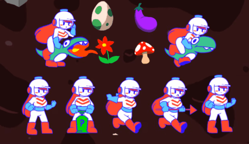 Семь стикеров девушки Dig Dug в одной гифке. У нас они все тут по одному отдельно в хорошем качестве