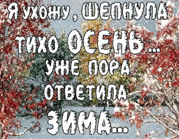 Открытка Я ухожу, шепнула тихо Осень... Уже пора ответила Зима...