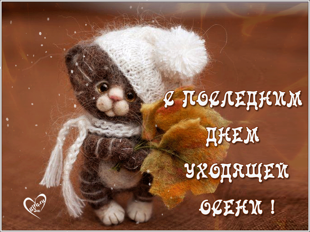 Смешная gif картинка с последним днём уходящей осени.