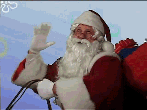 Gif картинка весёлый Санта Клаус.