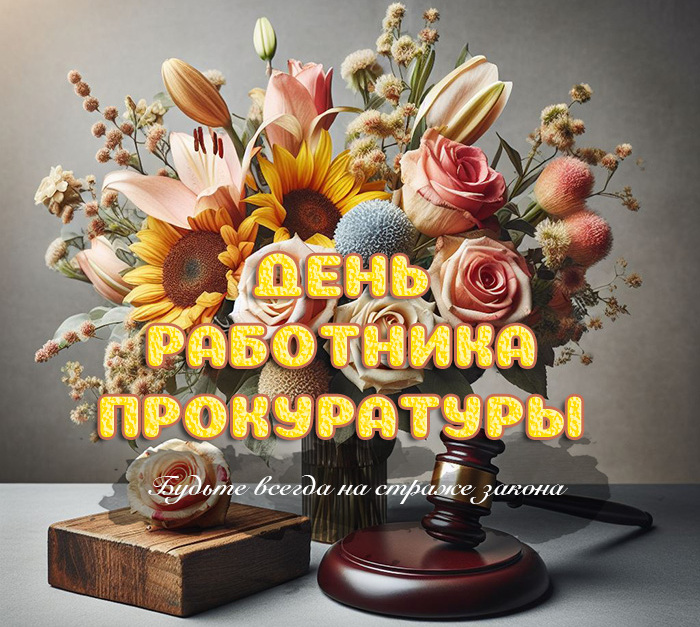 Красивые открытки с пожеланиями с Днём Работника Прокуратуры РФ 12 января с цветами для женщин.