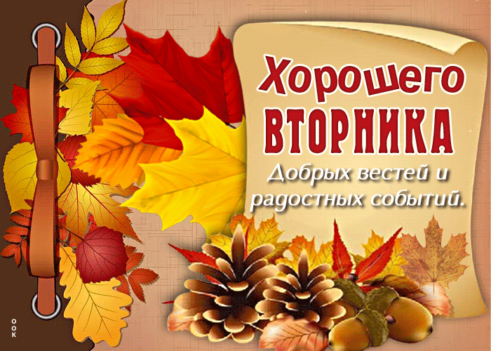 Гифка Хорошего осеннего вторника, Добрых вестей и радостных событий.