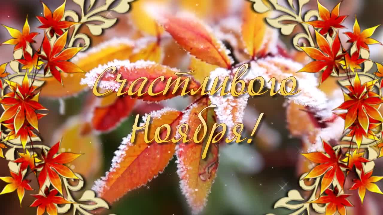Открытка с пожеланием счастливого ноября.