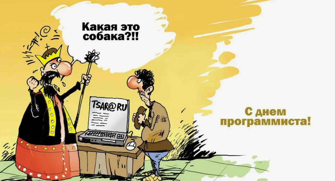 Смешная карикатура - мем ко дню программиста в России.