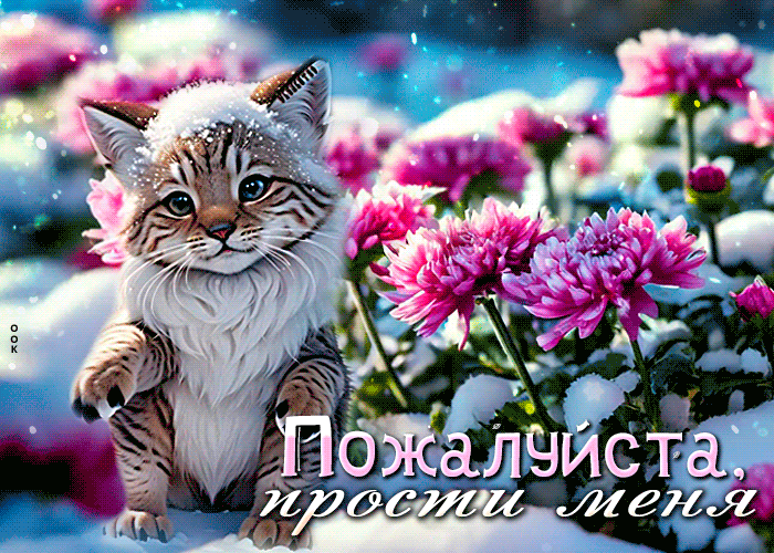 Снежная анимация с орнаментом снежинок и котиком Пожалуйста, прости меня. Снежная анимация с орнаментом снежинок и котиком Пожалуйста, прости меня.
