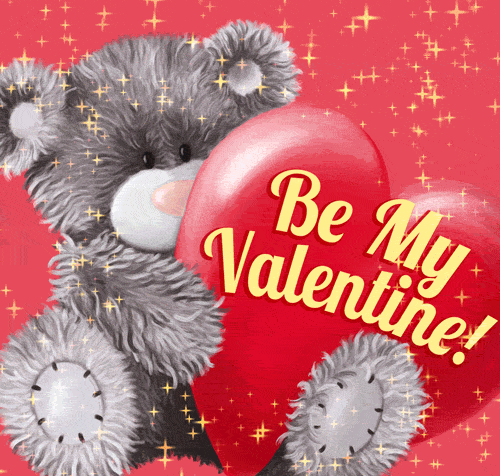 Анимация Be My Valentine Сверкающий плюшевый мишка Тедди GIF.