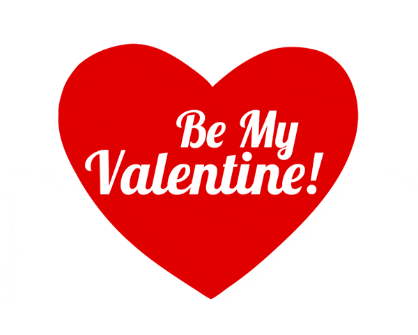 Гифка с красным сердцем на прозрачном фоне и надписью "Be my Valentine!".