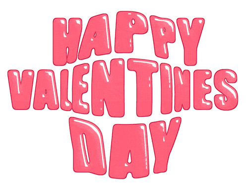 Анимированный текст "Happy Valentines Day" на прозрачном фоне.