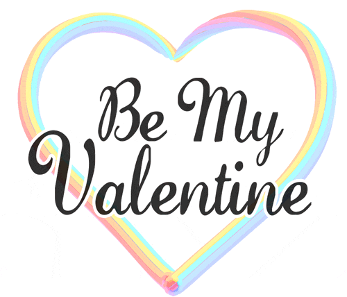 Be My Valentine, бьющееся радужное сердце гифка.