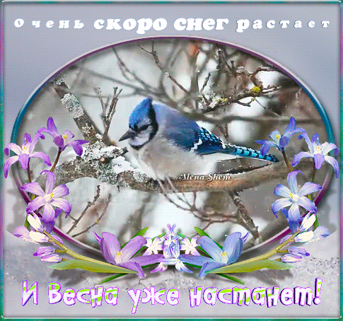Зимняя снежная анимация очень скоро снег растает, и весна уже настанет.