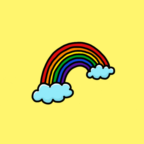 Gif картинка Милый мультфильм Радужный фон на желтом фоне. Gif картинка Милый мультфильм Радужный фон на желтом фоне.