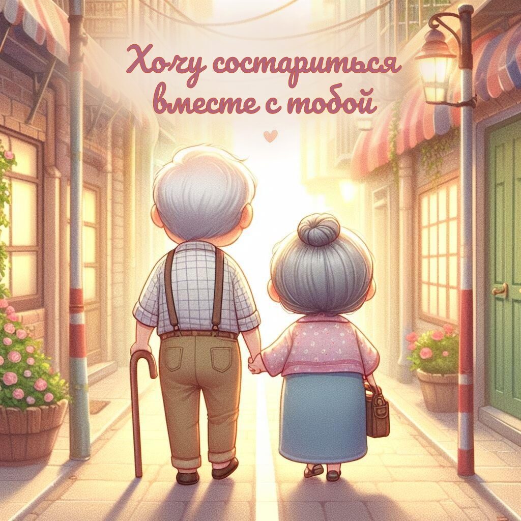 Мини картинки на день святого Валентина : "Хочу состариться вместе с тобой".