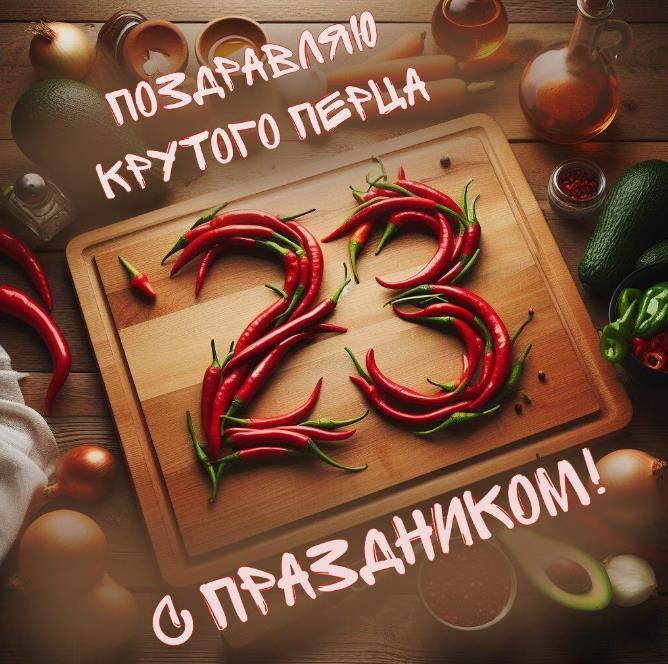 Арт открытка  с поздравлениями на 23 февраля для солдатских поваров.
