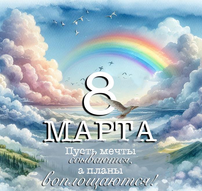 Красочные пейзажи на 8 марта в картинке.