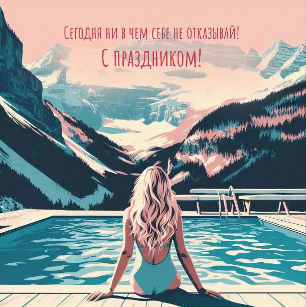Абстрактная ретро открытка сегодня ни в чём себе не отказывай, с праздником 8 марта.