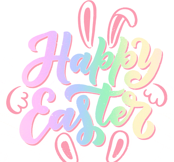 Gif надпись "Happy Easter" на прозрачном фоне.