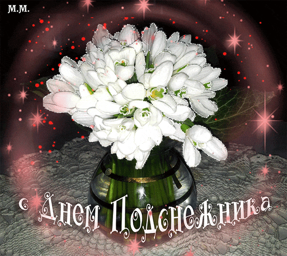 Милая gif картинка на день подснежника.