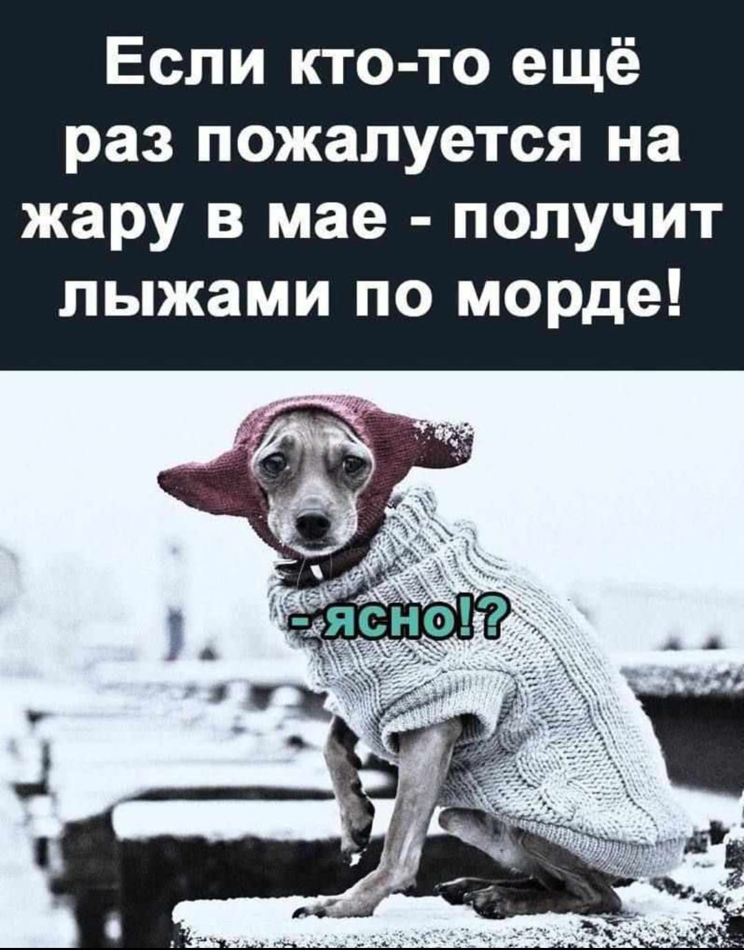 Если кто-то ещё раз пожалуется на жару в мае - получит лыжами по морде. Если кто-то ещё раз пожалуется на жару в мае - получит лыжами по морде.