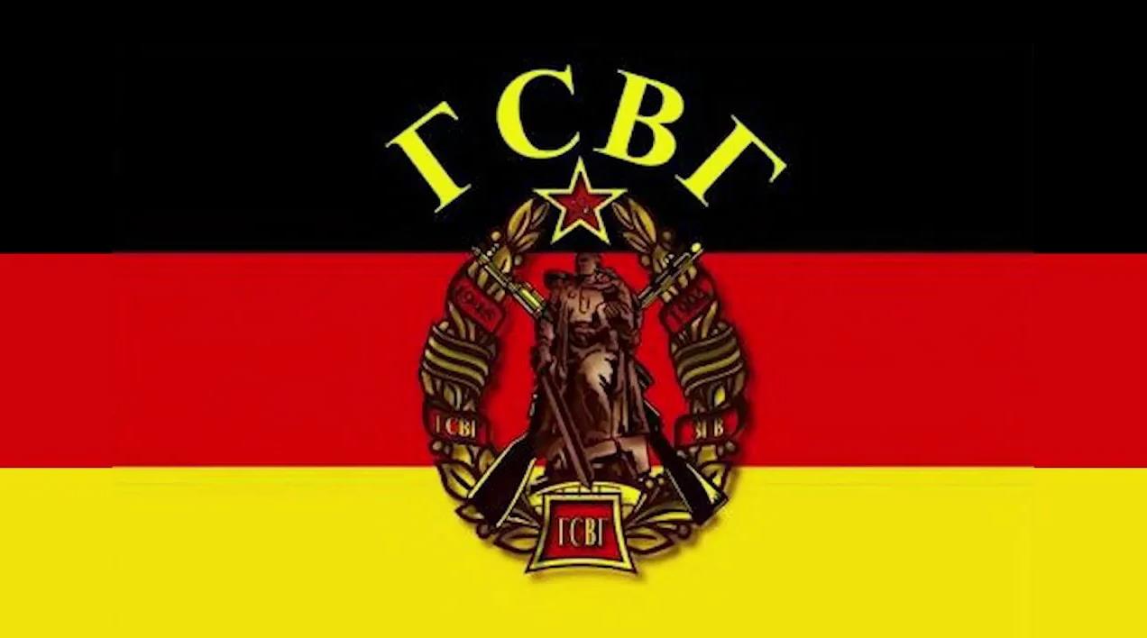 Значок ГСВГ на фоне флага Германии. Значок ГСВГ на фоне флага Германии.