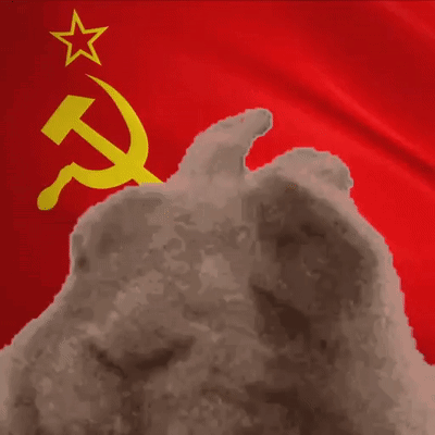 Смешная gif картинка с танцующим кроликом на фоне флага Советского союза. Смешная gif картинка с танцующим кроликом на фоне флага Советского союза.