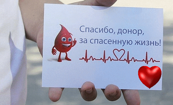 Необычная анимация с надписью "Спасибо, донор, за спасённую жизнь!".