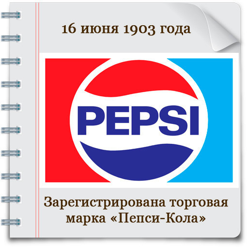 Открытка 16 Июня 1903 года зарегистрирована марка "Пепси-Кола".