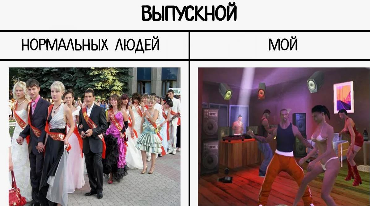 Мем выпускной нормальных людей и мой. Мем выпускной нормальных людей и мой.