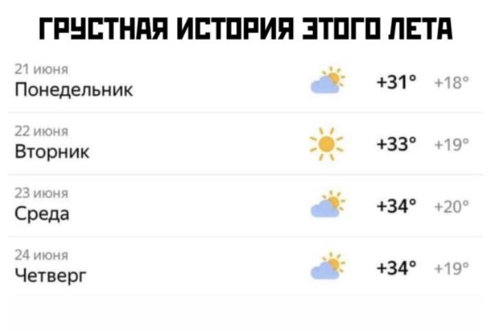 Самая грустная история этого лета, это прогнозы погоды от синоптиков. Самая грустная история этого лета, это прогнозы погоды от синоптиков.
