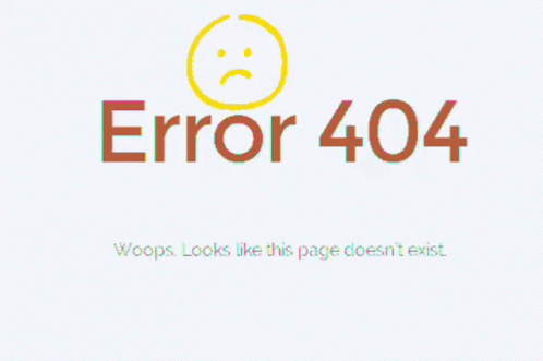 Мигающая анимация с грустным смайлом и надписью Еррор 404.