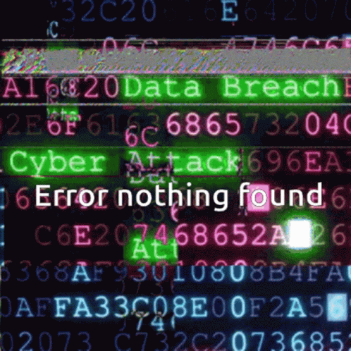 Гифка с цифрами и надписью "Error nothing found" ошибка ничего не найдено.