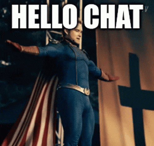 Анимация "Мем" с Хоумлендером для сайтов и форумов, с подписью "Hello chat" добро пожаловать в чат. Анимация "Мем" с Хоумлендером для сайтов и форумов, с подписью "Hello chat" добро пожаловать в чат.