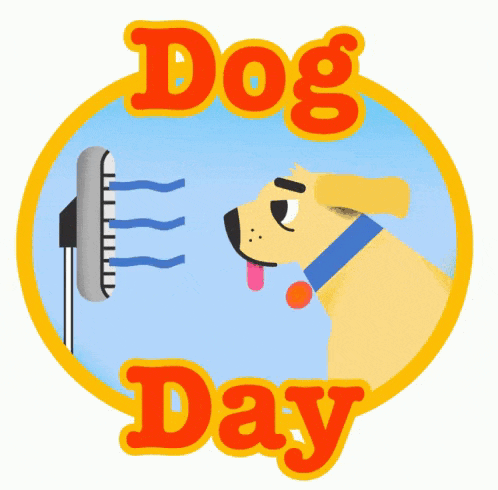 Анимированный стикер на английском языке и прозрачном фоне "Dog Day" или международный день собак.