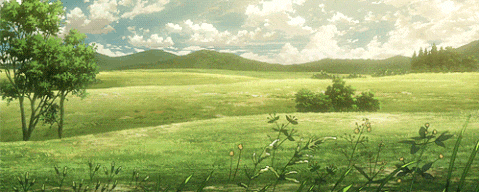 Живая gif анимация с природой в стиле аниме.