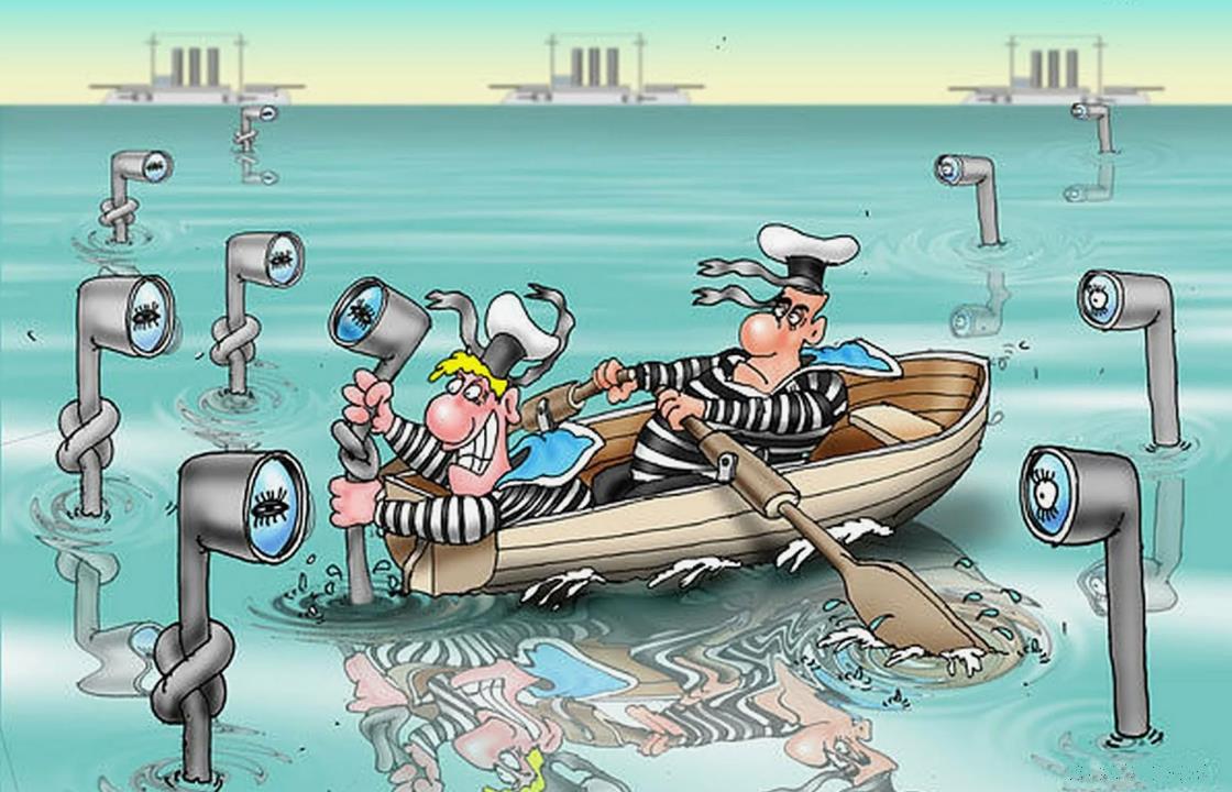 Карикатура на злобу дня, моряки ВМФ РФ и вражеские подводные ложки.