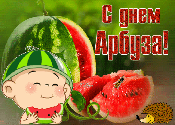 Смешная гиф открытка с днём арбуза с довольным ребёнком. Смешная гиф открытка с днём арбуза с довольным ребёнком.