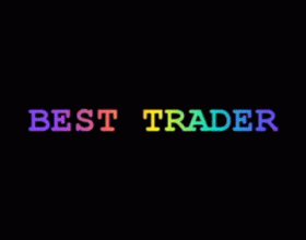 Анимированная надпись "Best Trader" на чёрном фоне.