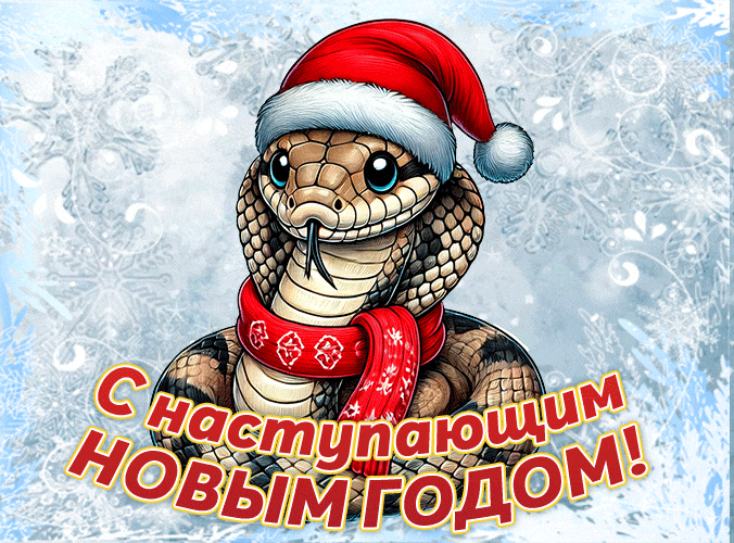Новые Гифки с наступающим Новым Годом Змеи 2025.